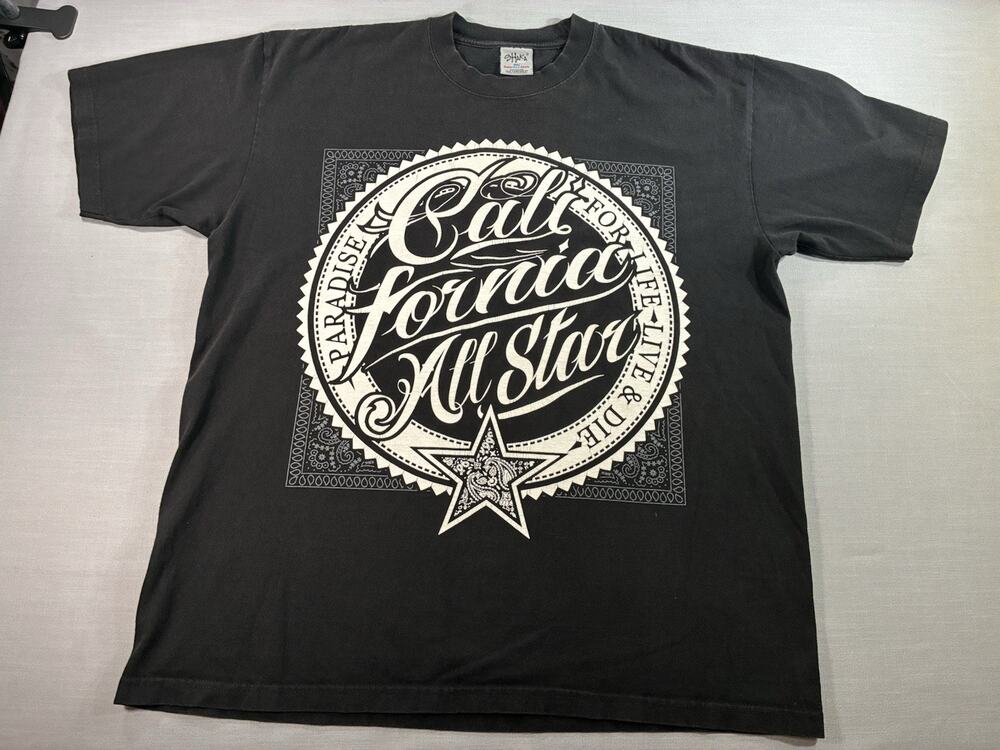 Shaka California All Stars Graphic T-Shirt Men's 2XL Black Bandana Skate Tee